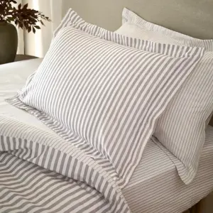 Yard Hebden Melange Mauve Stripe Pair of Pillowcases